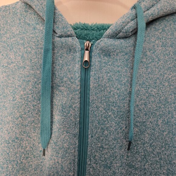 women's JACKSON HOLE teal full zip up hooded sweatshirt sz XL - Picture 2 of 8